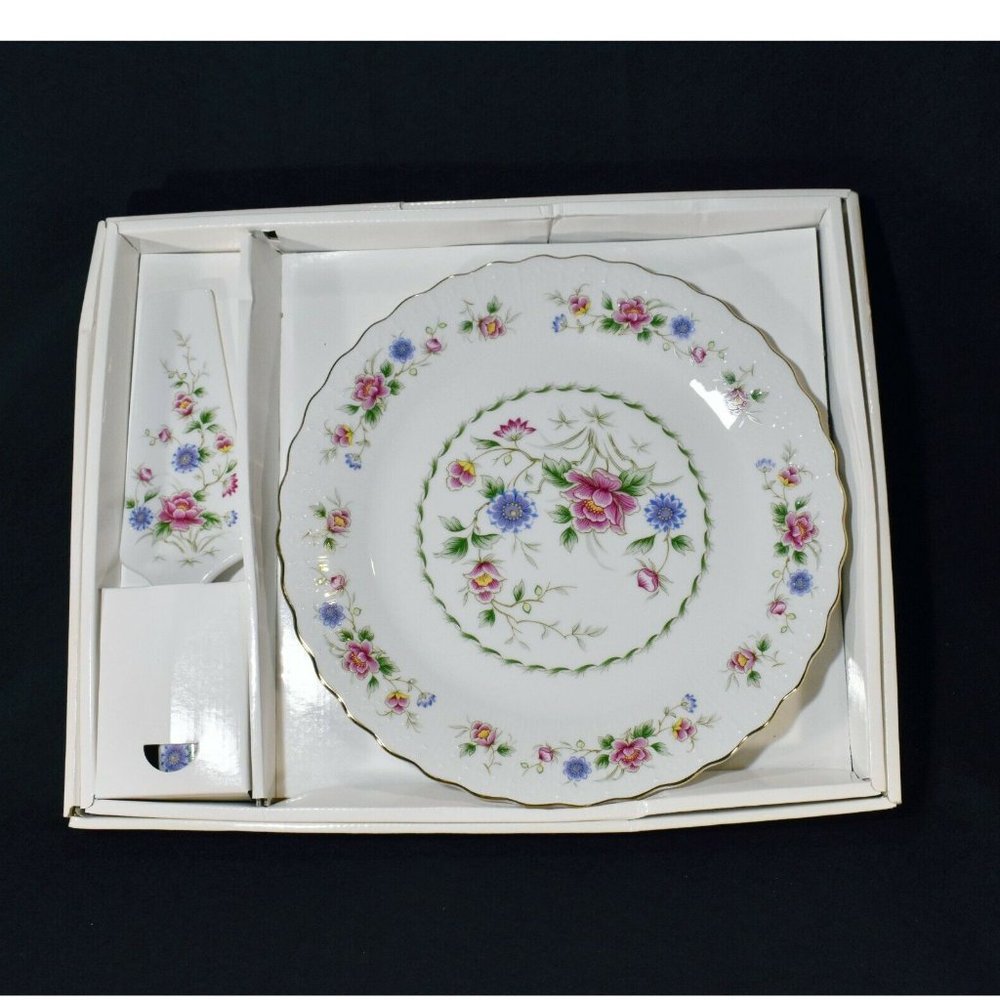 Andrea by Sadek Spring Night pattern 2 piece set fine porcelain China 8087
